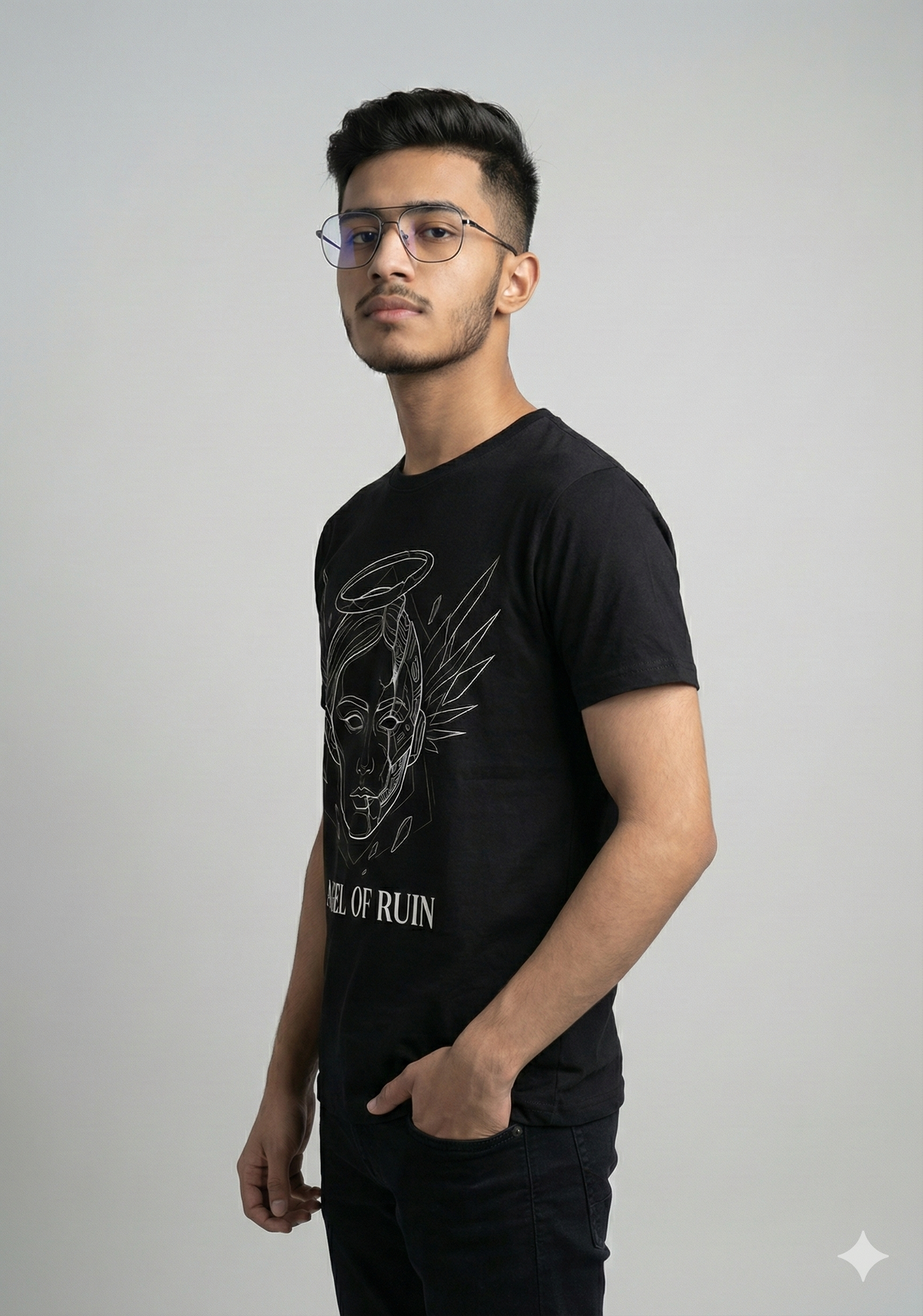 Angel of Ruin – Duality Line Art Graphic Tee