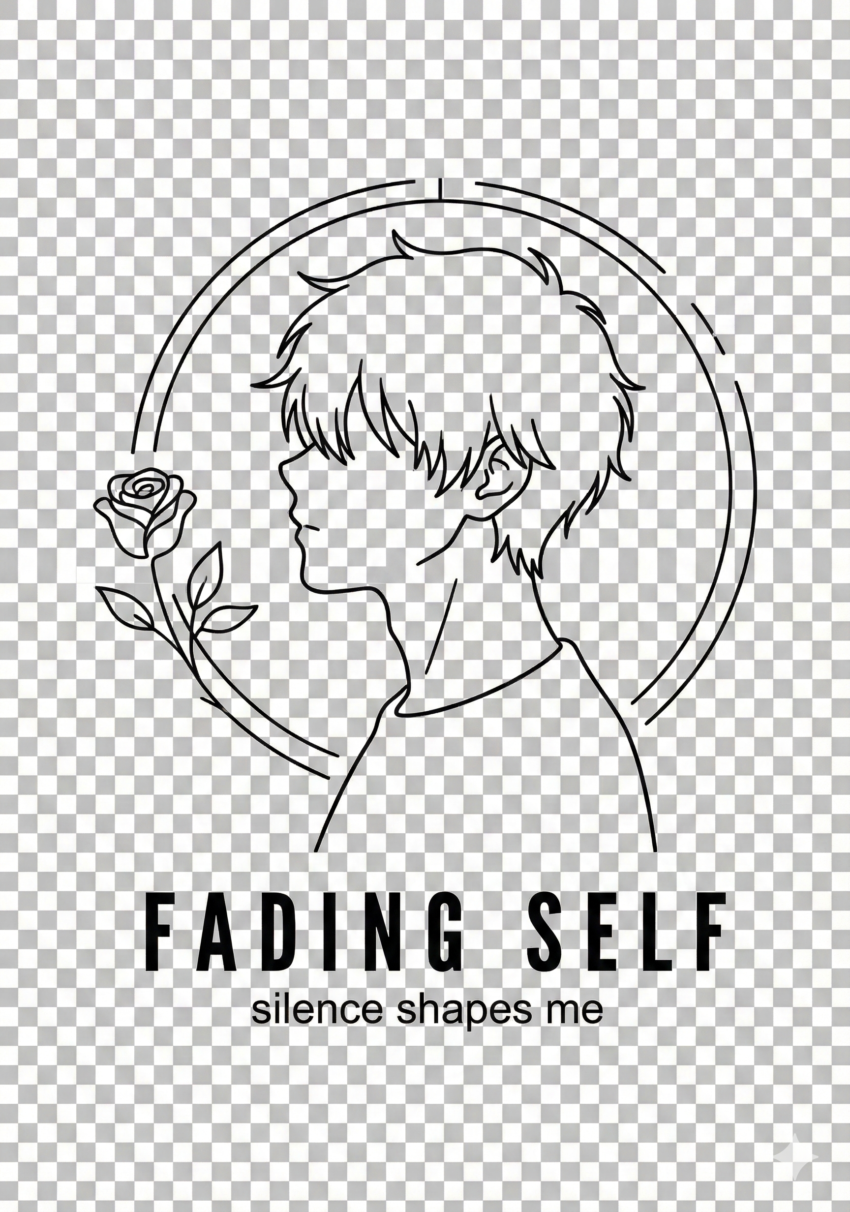 Fading Self – Silence Shapes Me Minimal Line Art Tee