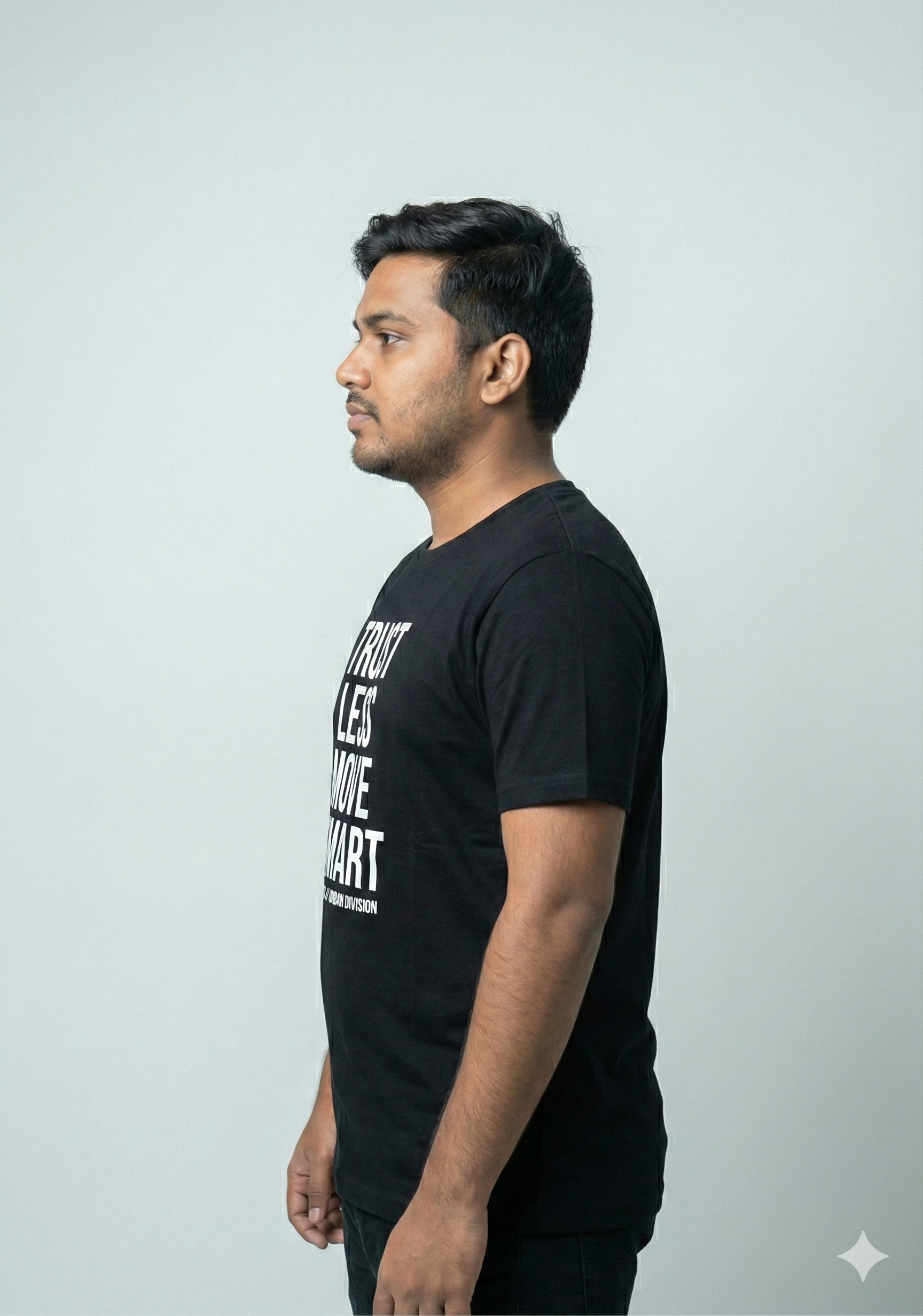 Trust Less Move Smart – Minimal Typography Tee (Men’s Regular Fit)